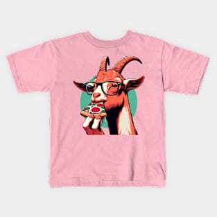 Goat eat pizza Kids T-Shirt